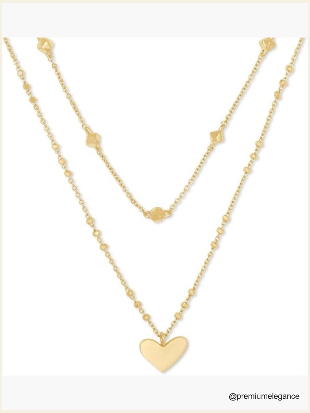 Gold Heart Layered Necklace 16in Cable Chain Lobster Claw - Picture 1 of 3